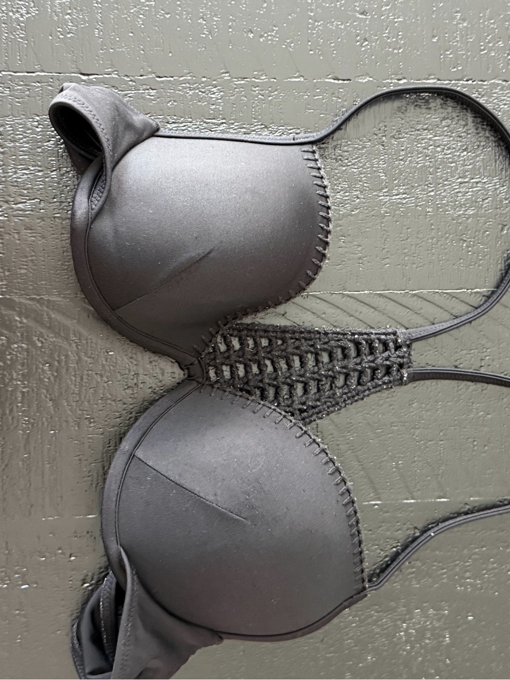Victoria's Secret Black Padded Bra with Crochet Center Panel